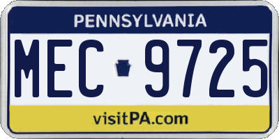 PA license plate MEC9725