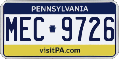 PA license plate MEC9726