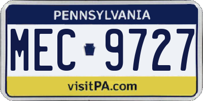 PA license plate MEC9727