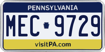 PA license plate MEC9729