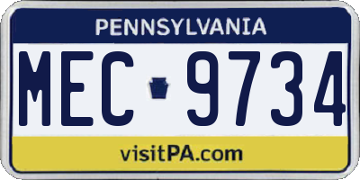 PA license plate MEC9734
