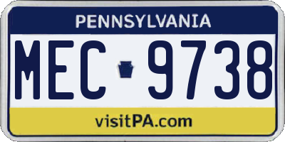 PA license plate MEC9738