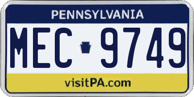 PA license plate MEC9749