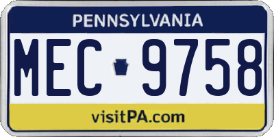 PA license plate MEC9758