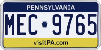 PA license plate MEC9765