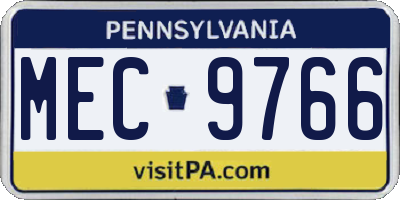 PA license plate MEC9766