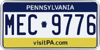 PA license plate MEC9776