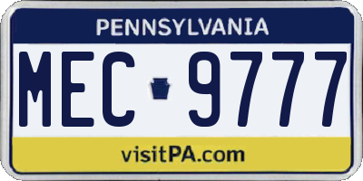 PA license plate MEC9777