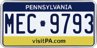 PA license plate MEC9793