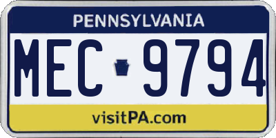 PA license plate MEC9794