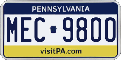 PA license plate MEC9800