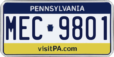 PA license plate MEC9801