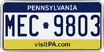 PA license plate MEC9803