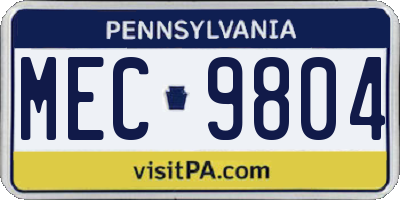 PA license plate MEC9804