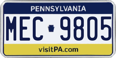 PA license plate MEC9805