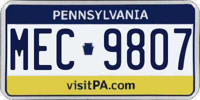 PA license plate MEC9807