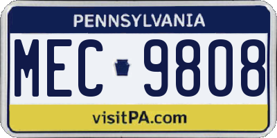 PA license plate MEC9808