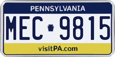 PA license plate MEC9815