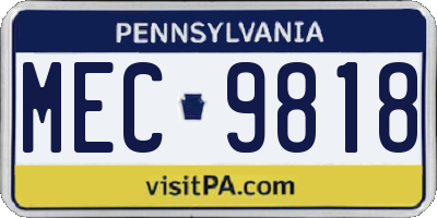 PA license plate MEC9818