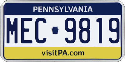 PA license plate MEC9819