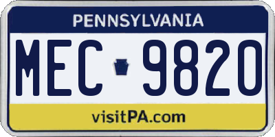 PA license plate MEC9820