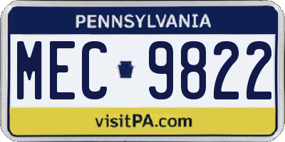 PA license plate MEC9822