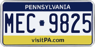 PA license plate MEC9825