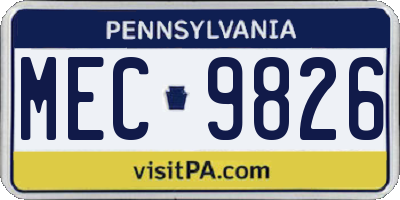 PA license plate MEC9826