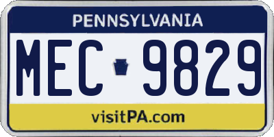 PA license plate MEC9829