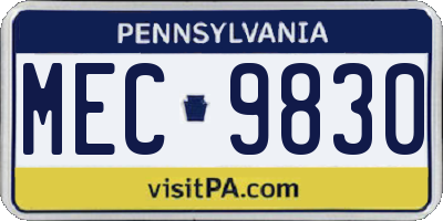 PA license plate MEC9830