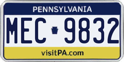PA license plate MEC9832
