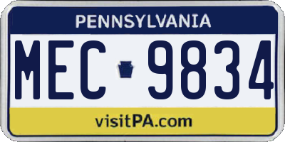 PA license plate MEC9834