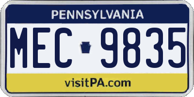PA license plate MEC9835