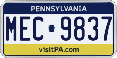 PA license plate MEC9837