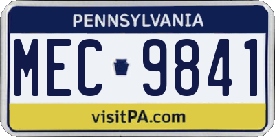 PA license plate MEC9841