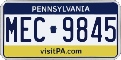 PA license plate MEC9845