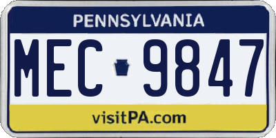 PA license plate MEC9847