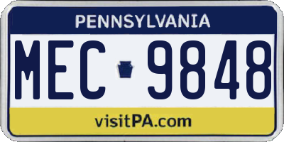 PA license plate MEC9848