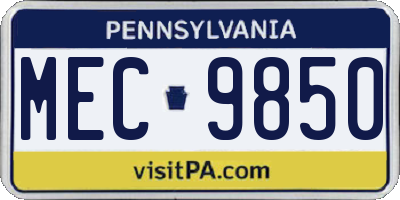 PA license plate MEC9850