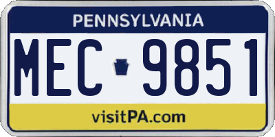 PA license plate MEC9851