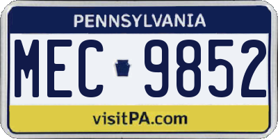 PA license plate MEC9852
