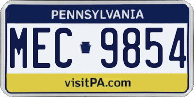 PA license plate MEC9854