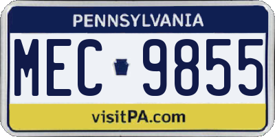 PA license plate MEC9855