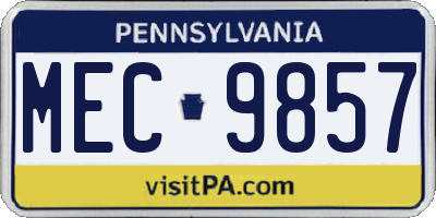 PA license plate MEC9857
