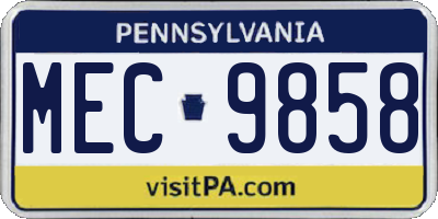 PA license plate MEC9858