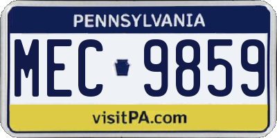 PA license plate MEC9859