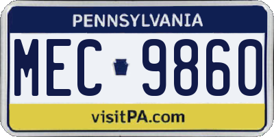 PA license plate MEC9860