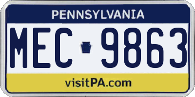 PA license plate MEC9863