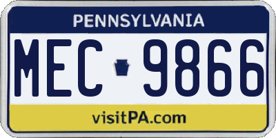 PA license plate MEC9866