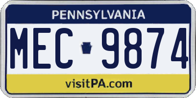 PA license plate MEC9874